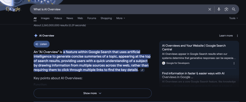 AI Content Overviews
