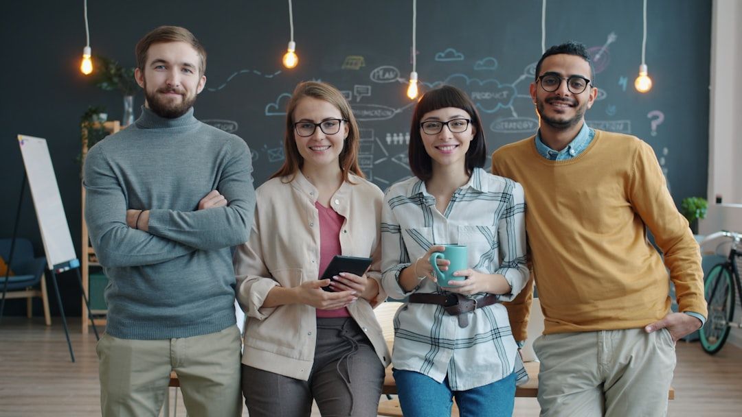 Diverse team collaboration in a modern office