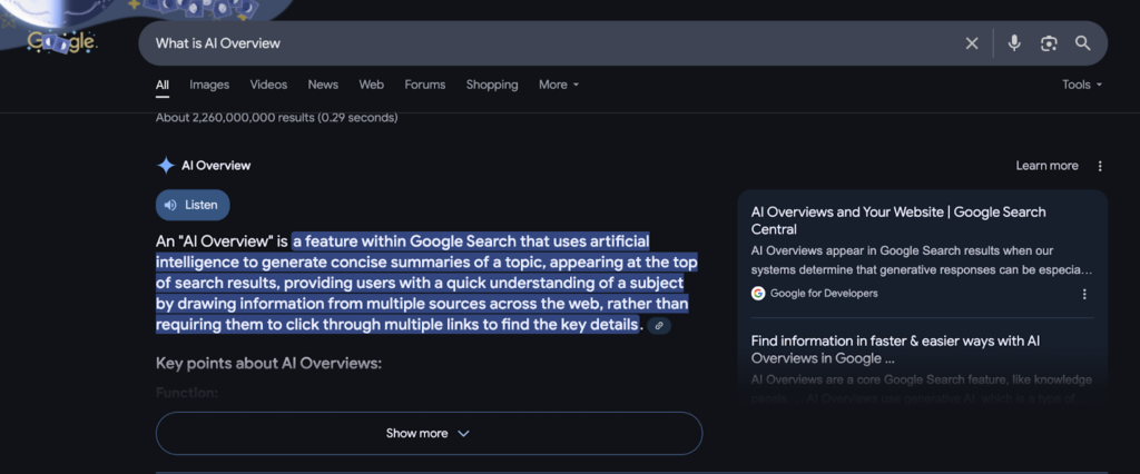 AI Content Overviews